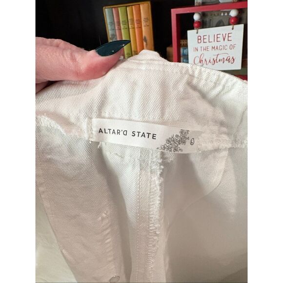Altar’d State White Cotton Wide Leg Denim Style Pants Size Large - Picture 4 of 5